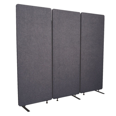 Luxor RECLAIM 72" W x 66" H Acoustic Fabric Room Divider, 3-Panel (Shown in Grey)
