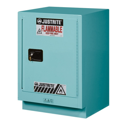 Justrite ChemCor Fume Hood 15 Gal Corrosive Chemical Storage Cabinet, Right-Hand (Shown in Blue)