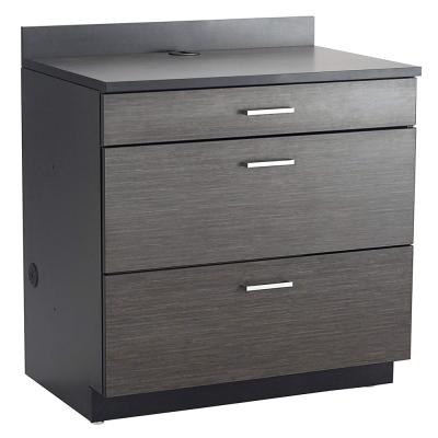 Safco 36" W x 25" D 3-Drawer Hospitality Base Cabinet (Shown in Black)