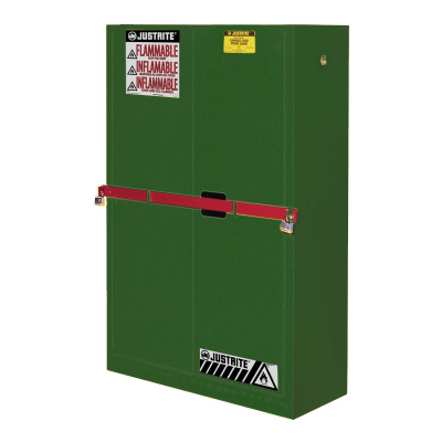 Just-Rite High Security SC29884P Self Close Two Door Pesticides Safety Cabinet with Steel Bar, 45 Gallons, Green