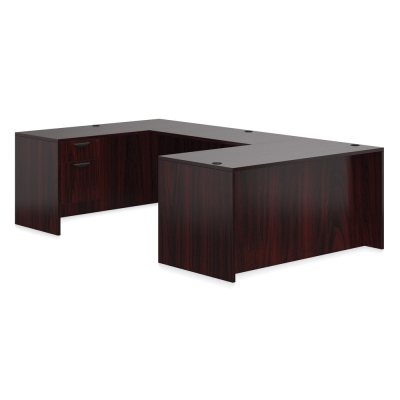 Offices to Go SL-A U-Shaped Straight Front Office Desk with Pedestals (Shown in Mahogany)