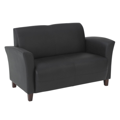 Office Star Breeze Eco-Leather Wood Loveseat (Shown in Black)