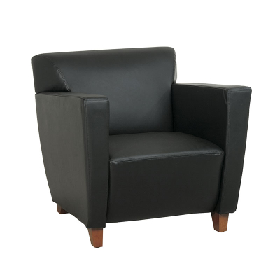 Office Star Leather Wood Club Chair