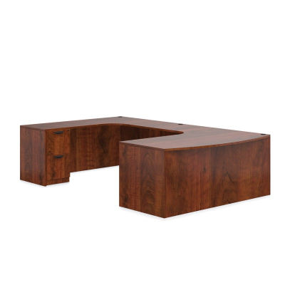 Offices to Go SL-C U-Shaped Bow Front Office Desk with Pedestals (Shown in Dark Cherry)