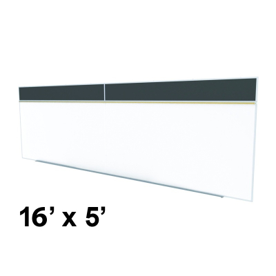 Ghent SPC516A-ATR 16 x 5 Rubber Tackboard & Porcelain Magnetic Combination Whiteboard (Shown in Black)