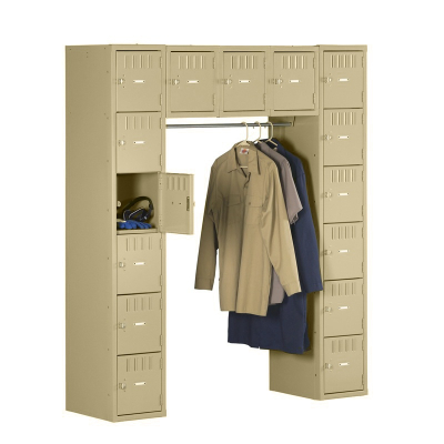 Tennsco Unassembled 15-Person Locker 60" W x 18" D x 72" H without Legs - Shown in Sand