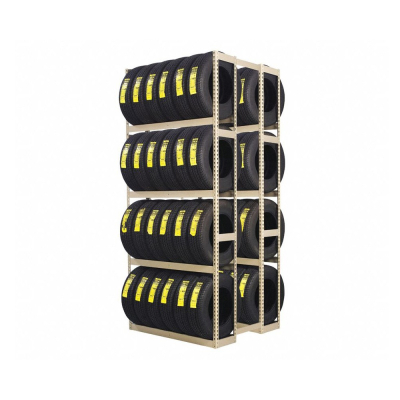 Tennsco 42" D x 60" W x 120" H Double Entry 4-Shelf Tire Rack Open-Back Shelving Unit (Shown in Sand)