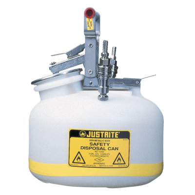 Justrite TF12752 Polyethylene 2 Gallon Disposal Safety Can, 3/8" Stainless Steel Fitting