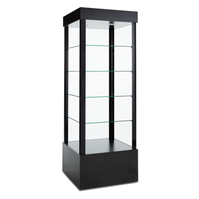 Tecno Square Open Tower Display Case 26" W x 26" D x 73" H (Shown in Black with Black Frame)
