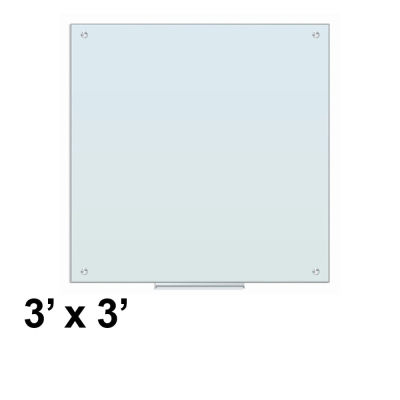 U Brands 3' x 3' Magnetic White Frosted Glass Whiteboard 