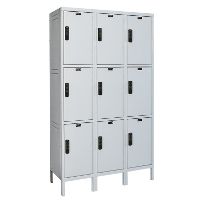 Hallowell Triple Tier 3-Wide Electronic Combination Storage Lockers 78" H, Light Grey 