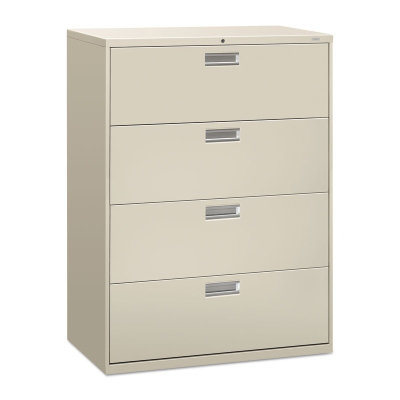 HON Brigade 694LQ 4-Drawer 42" Wide Lateral File Cabinet, Letter & Legal Size, Light Gray