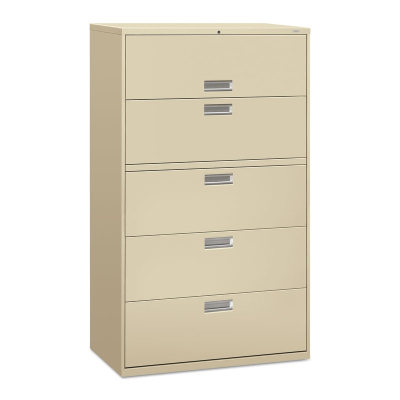 HON Brigade 695LL 5-Drawer 42" Wide Lateral File Cabinet, Letter & Legal Size, Putty