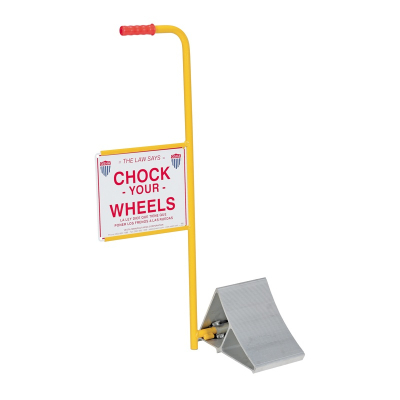 Vestil 7" W Aluminum Wheel Chock, Handle/Sign