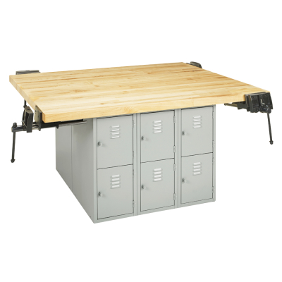 Diversified Woodcrafts Maple Top Storage Locker Workbench, 4 Vises