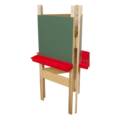 Wood Designs 3-Sided Adjustable Easel with Chalkboard, Red