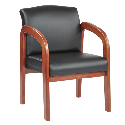 Office Star Work Smart Faux Leather Wood Mid-Back Guest Chair (Shown in Oak)