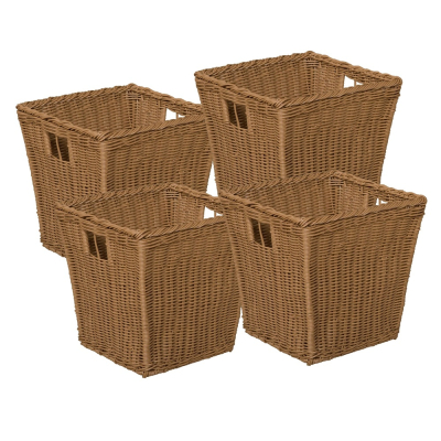 Wood Designs Medium Plastic Wicker Basket, 4 Pack