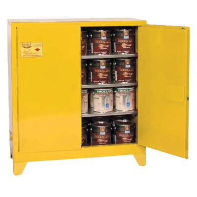 Eagle YPI-32LEGS Manual Two Door Combustibles Tower Safety Cabinet with Legs, 40 Gallons, Yellow (Example of Use)