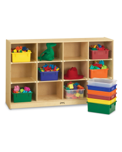Jonti-Craft 12 Tub Large Mobile Classroom Storage Unit with Colored Tubs