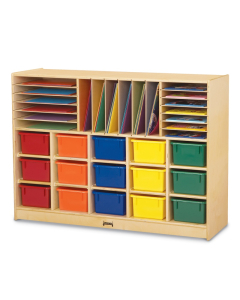 Jonti-Craft Sectional Cubbie-Tray Mobile Classroom Storage Unit with Colored Trays
