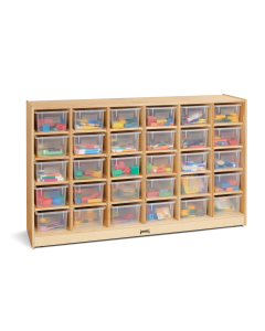 Jonti-Craft 30 Cubbie-Tray Mobile Classroom Storage with Clear Trays