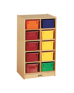 Jonti-Craft 10 Cubbie-Tray Mobile Classroom Storage Unit with Colored Trays