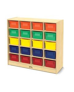 Jonti-Craft 20 Cubbie-Tray Mobile Classroom Storage Unit with Colored Trays