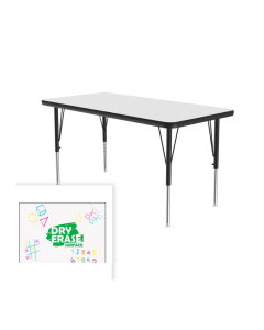 Correll Dry Erase 48" W x 30" D Activity Table, Frosty White