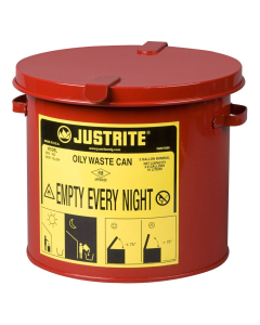 Justrite 09200 Countertop 2 Gallon Oily Waste Safety Can, Red