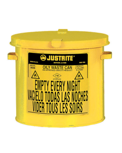 Justrite 09200Y Countertop 2 Gallon Oily Waste Safety Can, Yellow