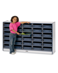 Jonti-Craft Rainbow Accents 30 Paper-Tray Mobile Classroom Storage with Paper-Trays (Shown in Navy)