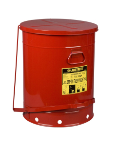 Justrite 09700 Foot-Operated 21 Gallon Oily Waste Safety Can, Red