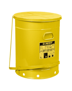Justrite 09701 Foot-Operated 21 Gallon Oily Waste Safety Can, Yellow