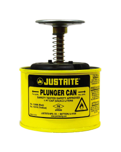 Justrite 10018 Steel 1 Pint Plunger Dispensing Safety Can, Yellow