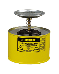 Justrite 10218 Steel 2 Quart Plunger Dispensing Safety Can, Yellow