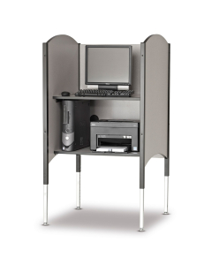 Smith Carrel Kiosk Carrel with Printer and CPU Shelf (Shown in Grey)