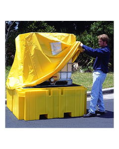 Ultratech 1055 IBC Intermediate Bulk Container Spill Pallet Pullover Cover (example of use, plus model shown)
