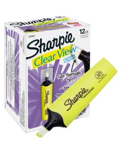 Sharpie Clearview Blade Tip Highlighter, Yellow, 12-Pack