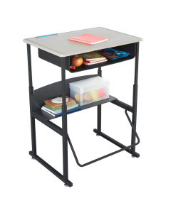 Safco AlphaBetter 1202BE 28" x 20" Height Adjustable Stand-Up Book Box Student Desk (example of use)