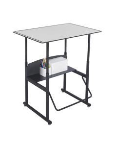Safco AlphaBetter 1208GR 36" x 24" Premium Height Adjustable Stand-Up Student Desk (example of use)