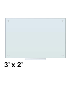 U Brands 3' x 2' White Frosted Glass Whiteboard, Surface