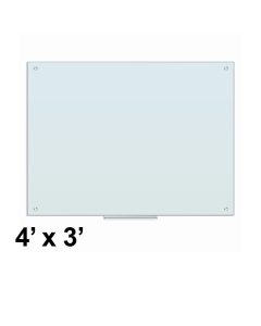 U Brands 4' x 3' White Frosted Glass Whiteboard, Surface