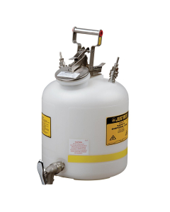 Justrite 12770 Polyethylene 5 Gallon Disposal Safety Can with Faucet, 1/4" Fitting