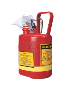 Justrite 14160 1 Gallon Polyethylene Oval Safety Can, Red (funnel not included)