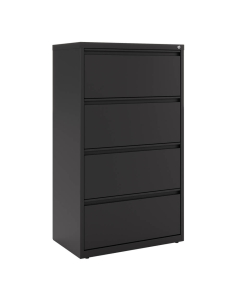 Hirsh HL10000 Series 4-Drawer 30" Wide Full-Width Pull Lateral File Cabinet, Black