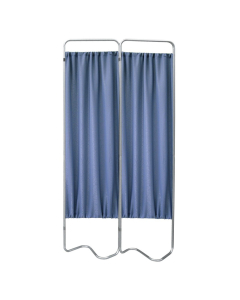 Omnimed 37" W x 68" H Silver-Frame Fabric Hospital Privacy Screen (Shown in Blue)