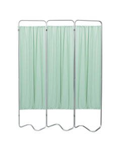 Omnimed 55" W x 68" H Silver-Frame Vinyl Hospital Privacy Screen (Shown in Green)