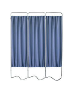 Omnimed 55" W x 68" H Silver-Frame Fabric Hospital Privacy Screen (Shown in Blue)