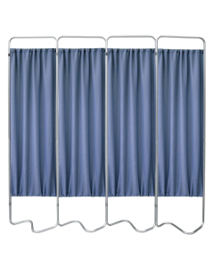 Omnimed 73" W x 68" H Silver-Frame Fabric Hospital Privacy Screen (Shown in Blue)